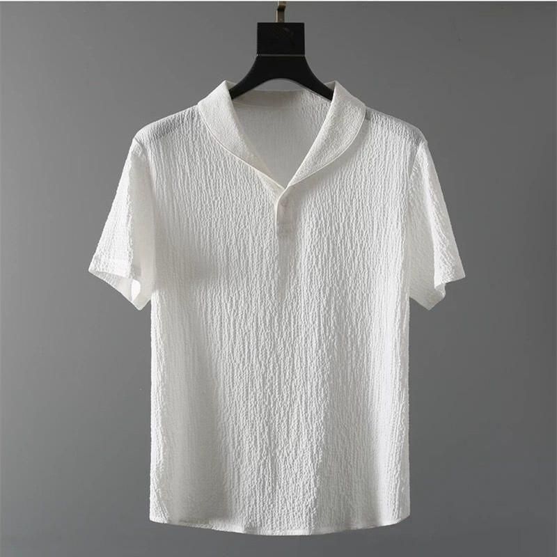 Men's Crinkled Co-Ord Set White Robykart
