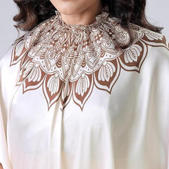 Satin Silk Printed Kaftan Saree With Unstitched Blouse Robykart