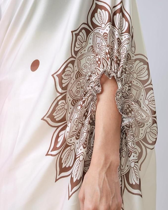 Satin Silk Printed Kaftan Saree With Unstitched Blouse Robykart