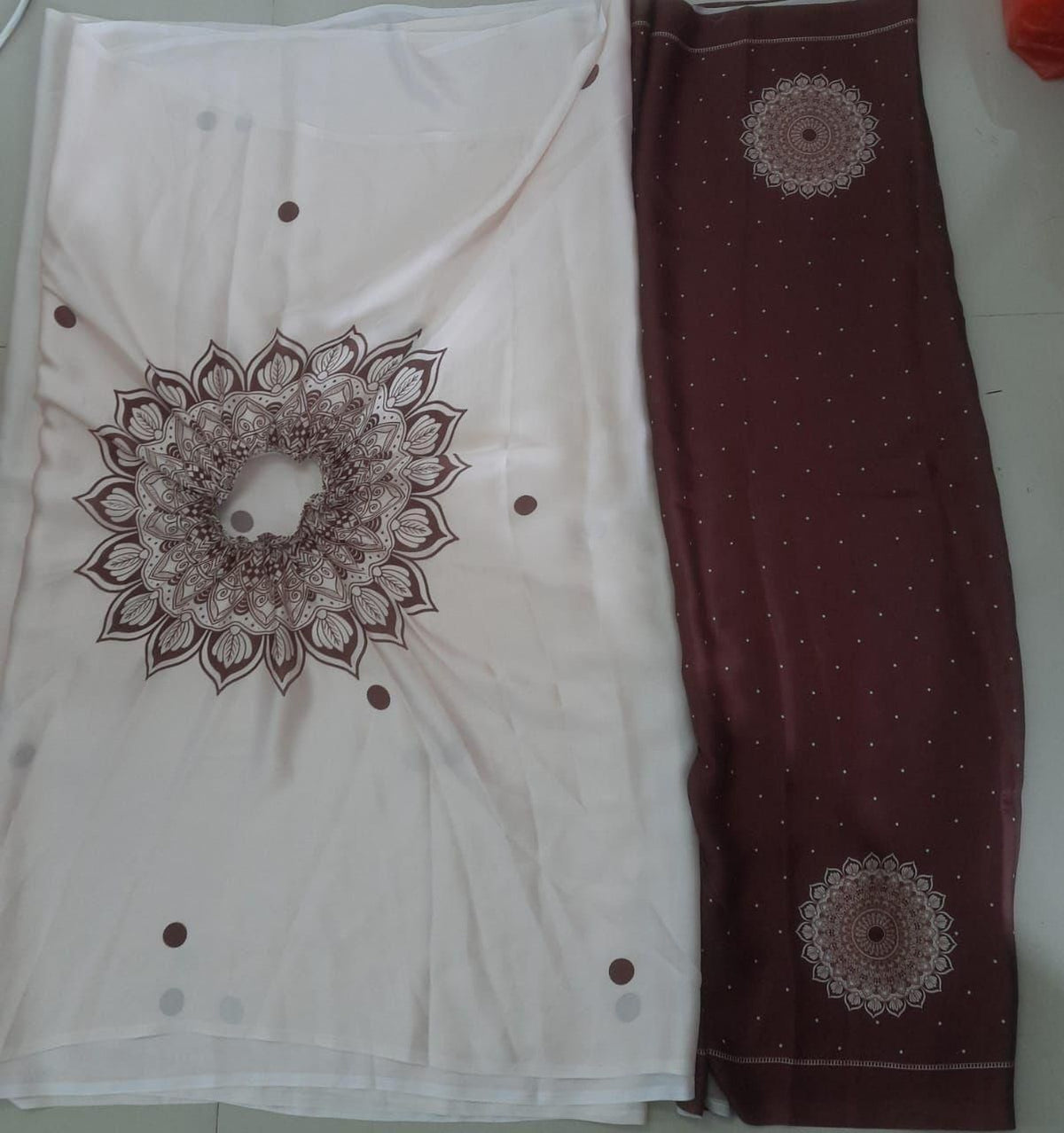Satin Silk Printed Kaftan Saree With Unstitched Blouse Robykart