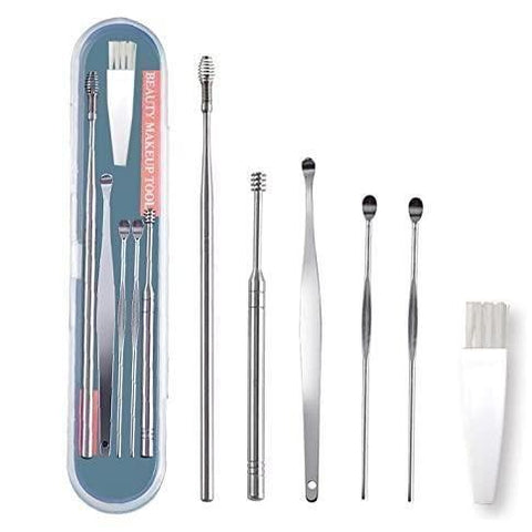 6 Pieces Ear Wax Removal Smooth Stainless Steel Kit Robykart